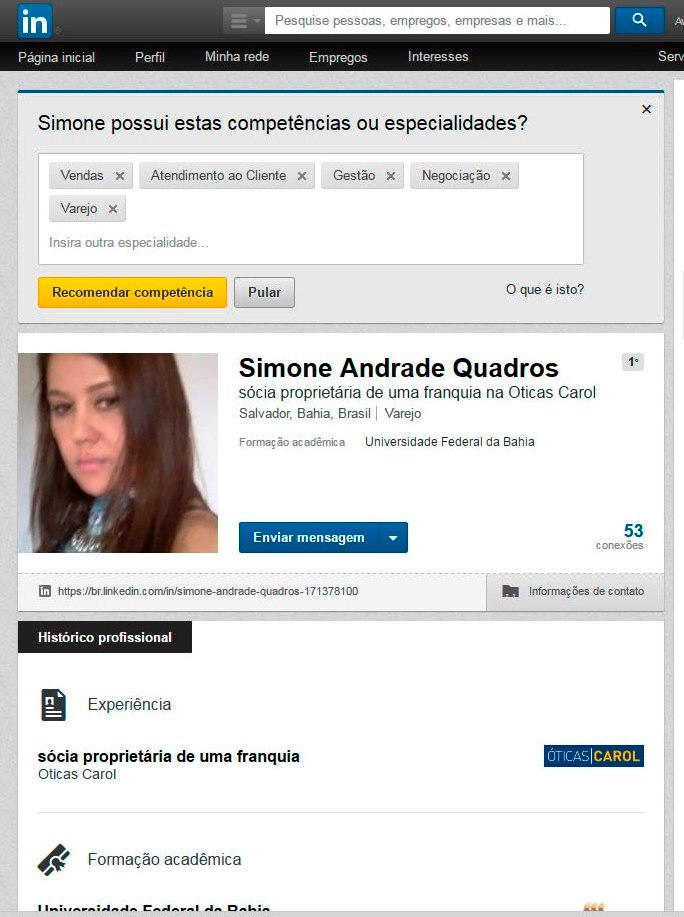 Simone no LinkedIn - IA